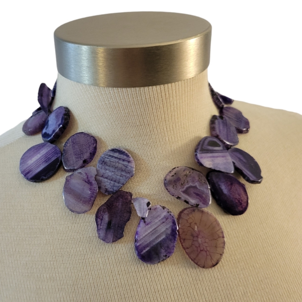 Barse 925 Sterling Silver Dyed Agate Statement Necklace